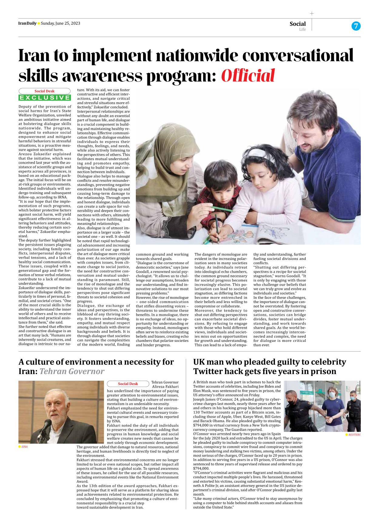 Iran Daily - Number Seven Thousand Three Hundred and Twenty Three - 25 June 2023 - Page 7