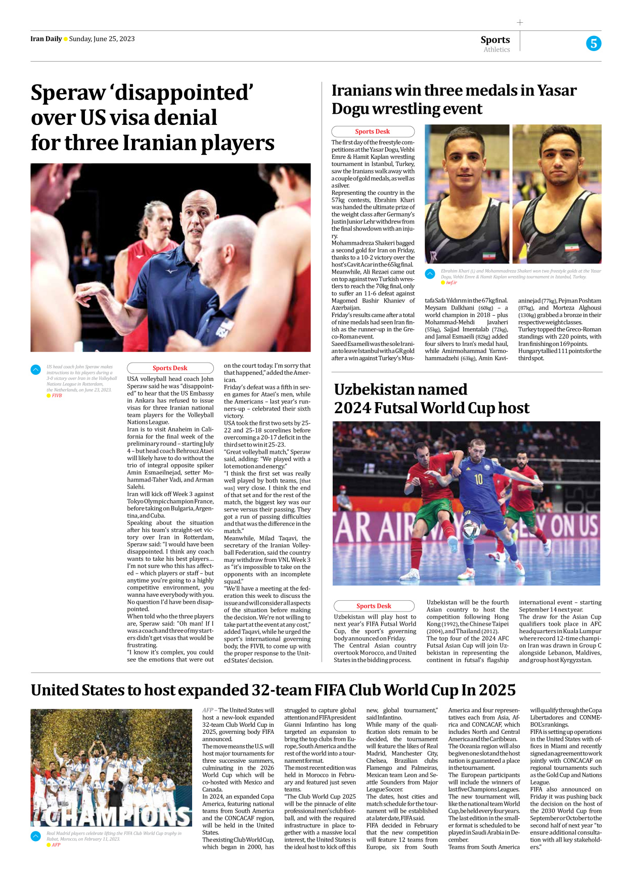Iran Daily - Number Seven Thousand Three Hundred and Twenty Three - 25 June 2023 - Page 5