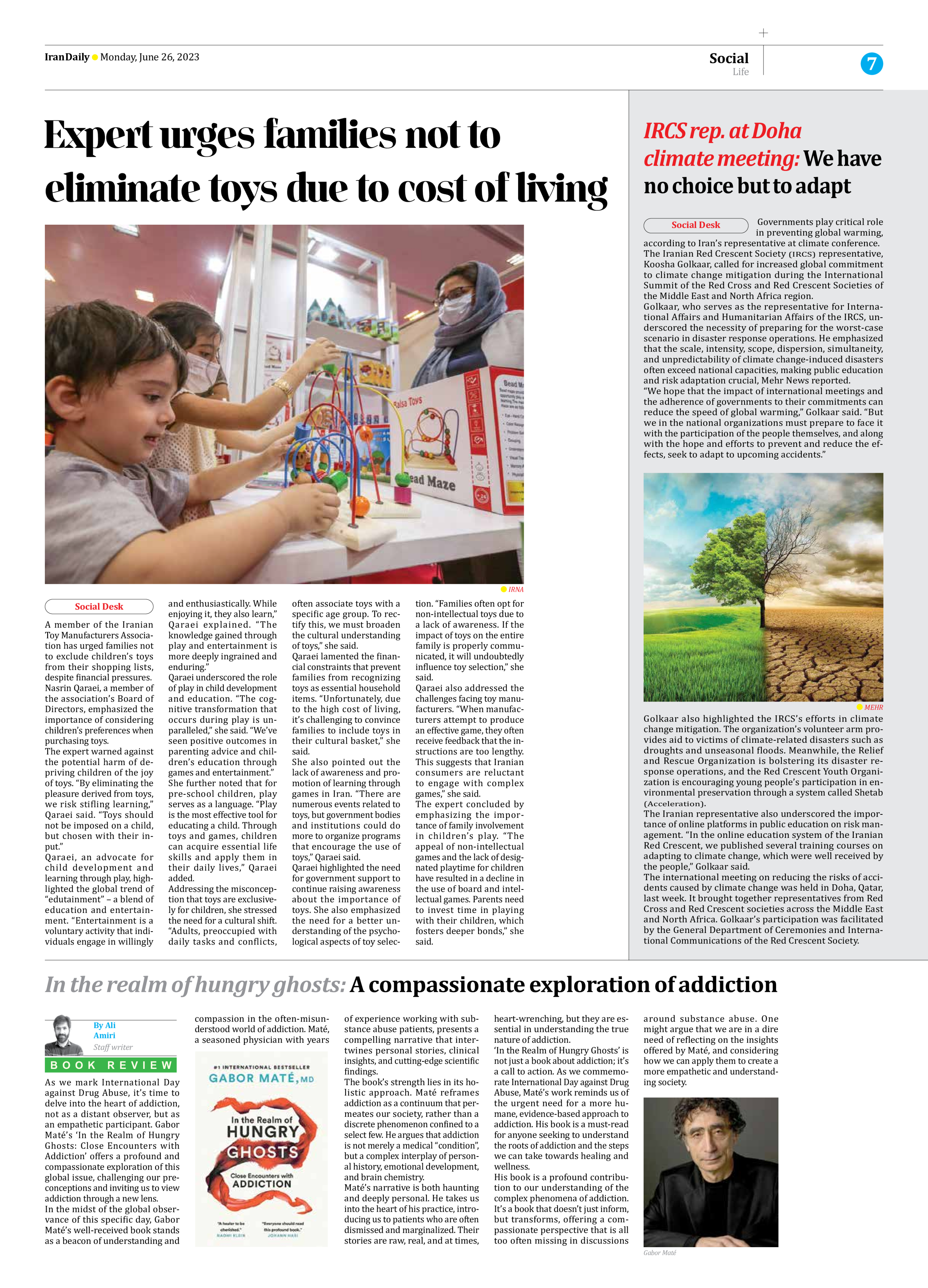 Iran Daily - Number Seven Thousand Three Hundred and Twenty Four - 26 June 2023 - Page 7