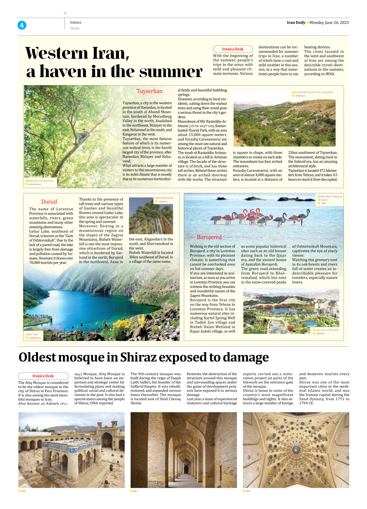 Iran Daily - Number Seven Thousand Three Hundred and Twenty Four - 26 June 2023 - Page 4