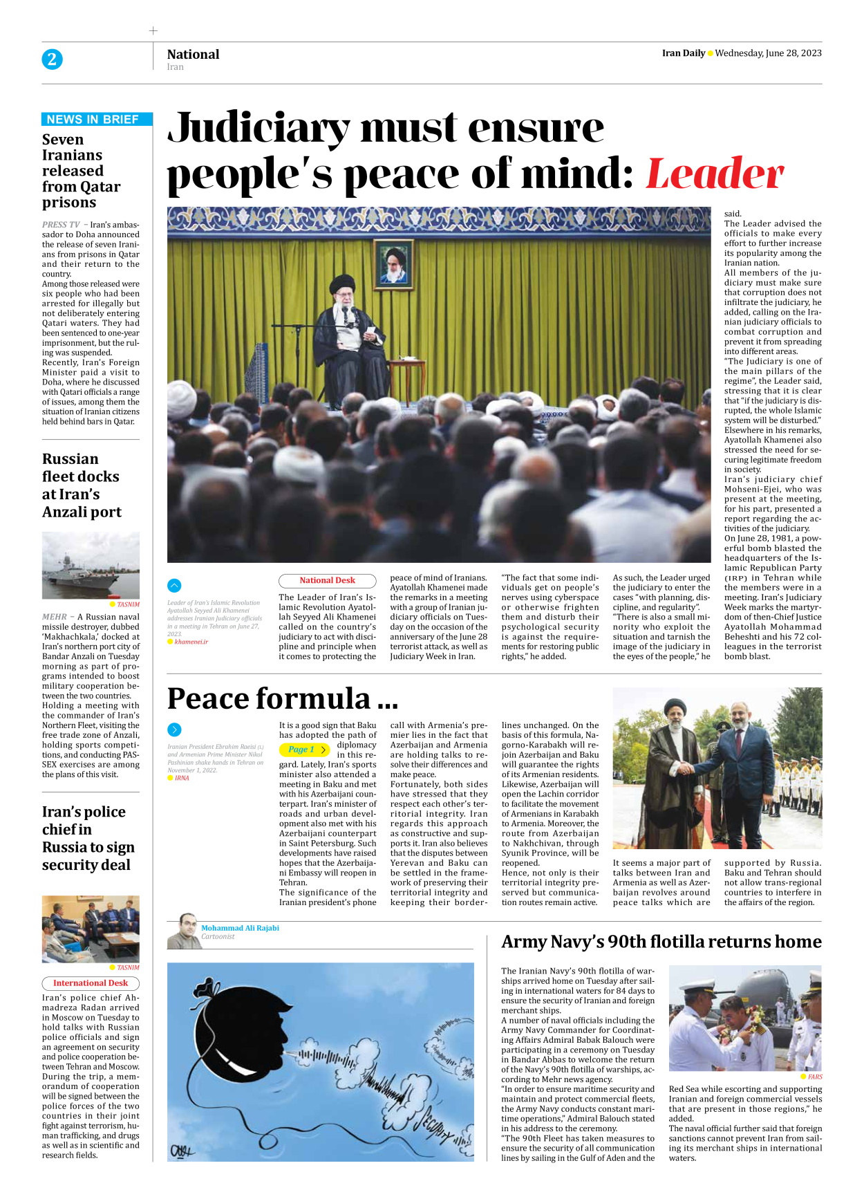 Iran Daily - Number Seven Thousand Three Hundred and Twenty Six - 28 June 2023 - Page 2