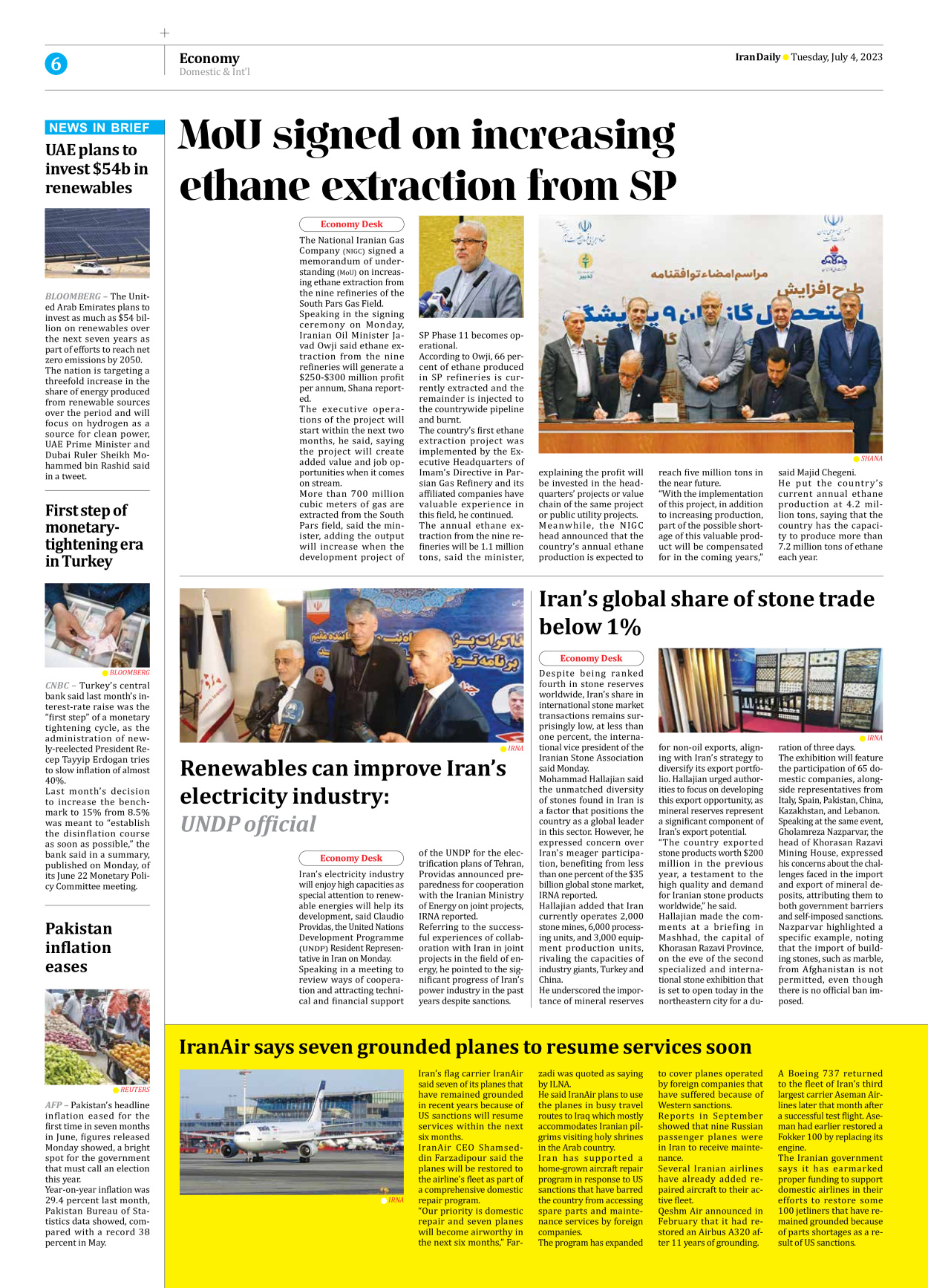 Iran Daily - Number Seven Thousand Three Hundred and Thirty - 04 July 2023 - Page 6