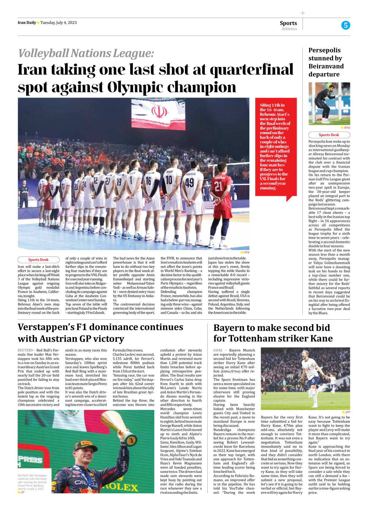 Iran Daily - Number Seven Thousand Three Hundred and Thirty - 04 July 2023 - Page 5