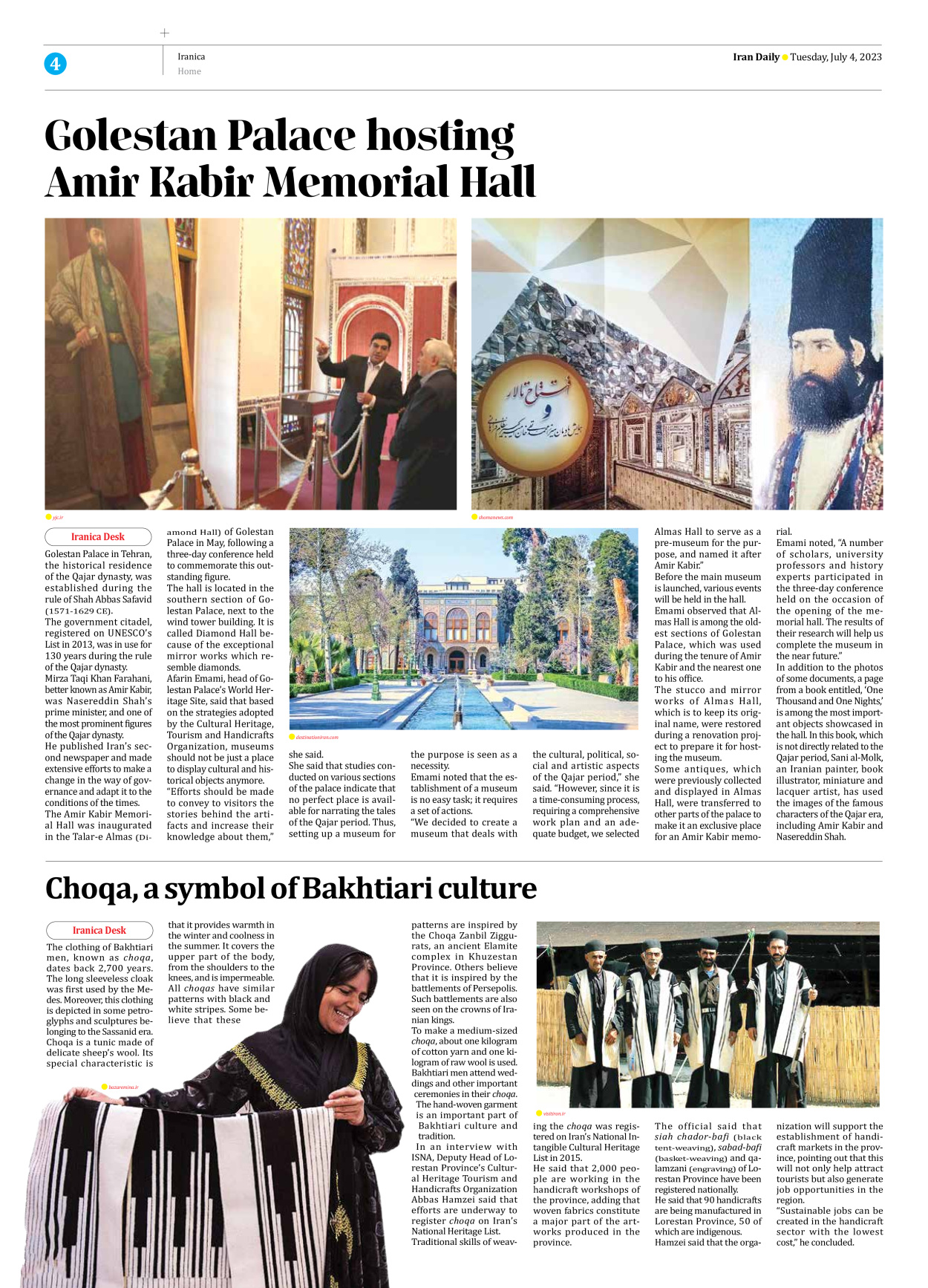 Iran Daily - Number Seven Thousand Three Hundred and Thirty - 04 July 2023 - Page 4