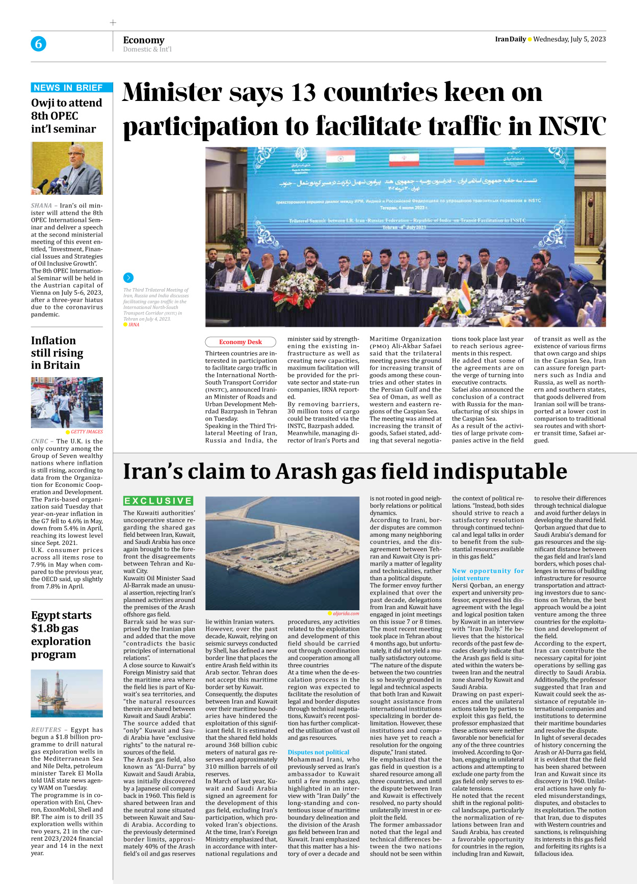 Iran Daily - Number Seven Thousand Three Hundred and Thirty One - 05 July 2023 - Page 6