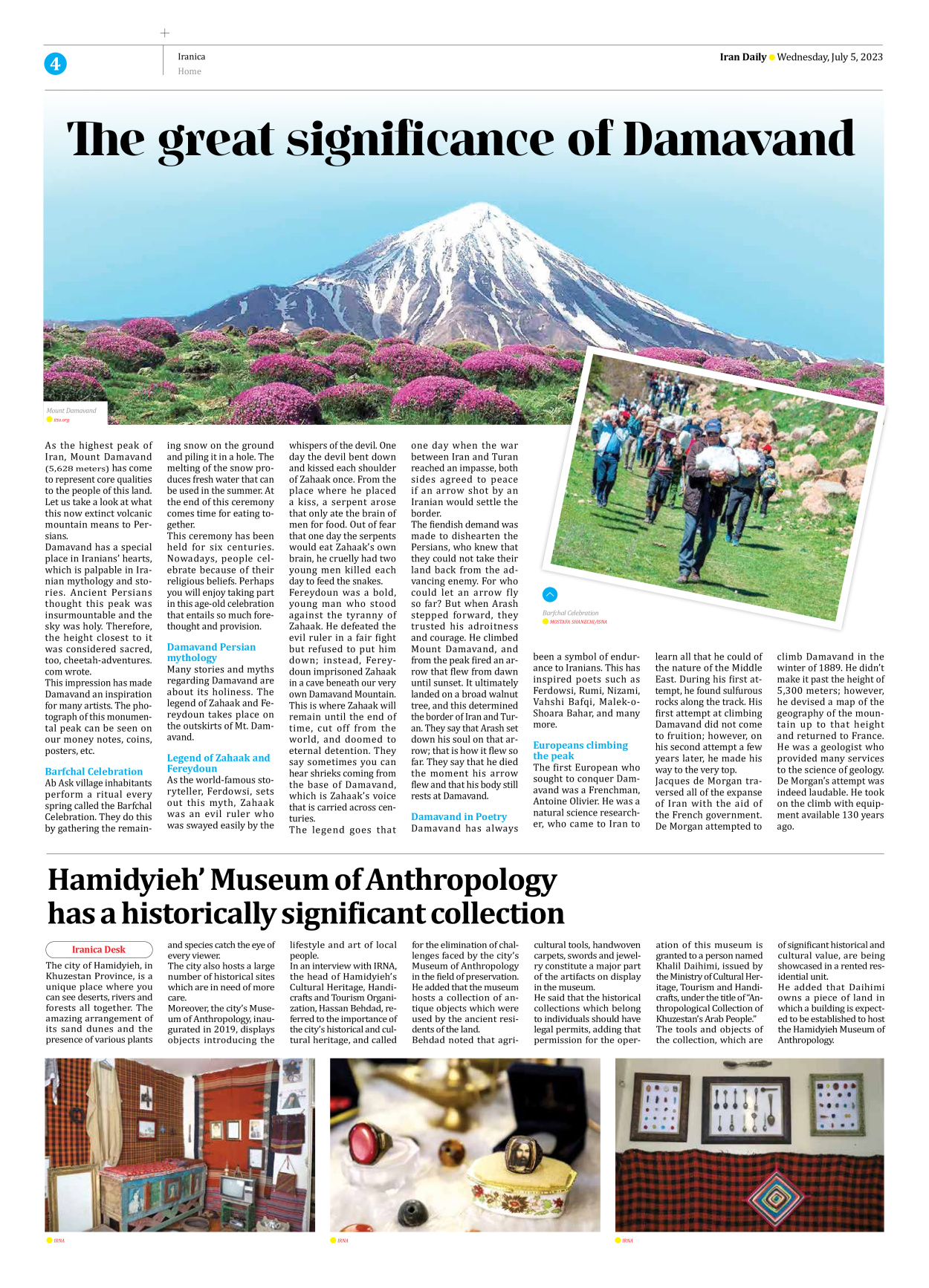 Iran Daily - Number Seven Thousand Three Hundred and Thirty One - 05 July 2023 - Page 4