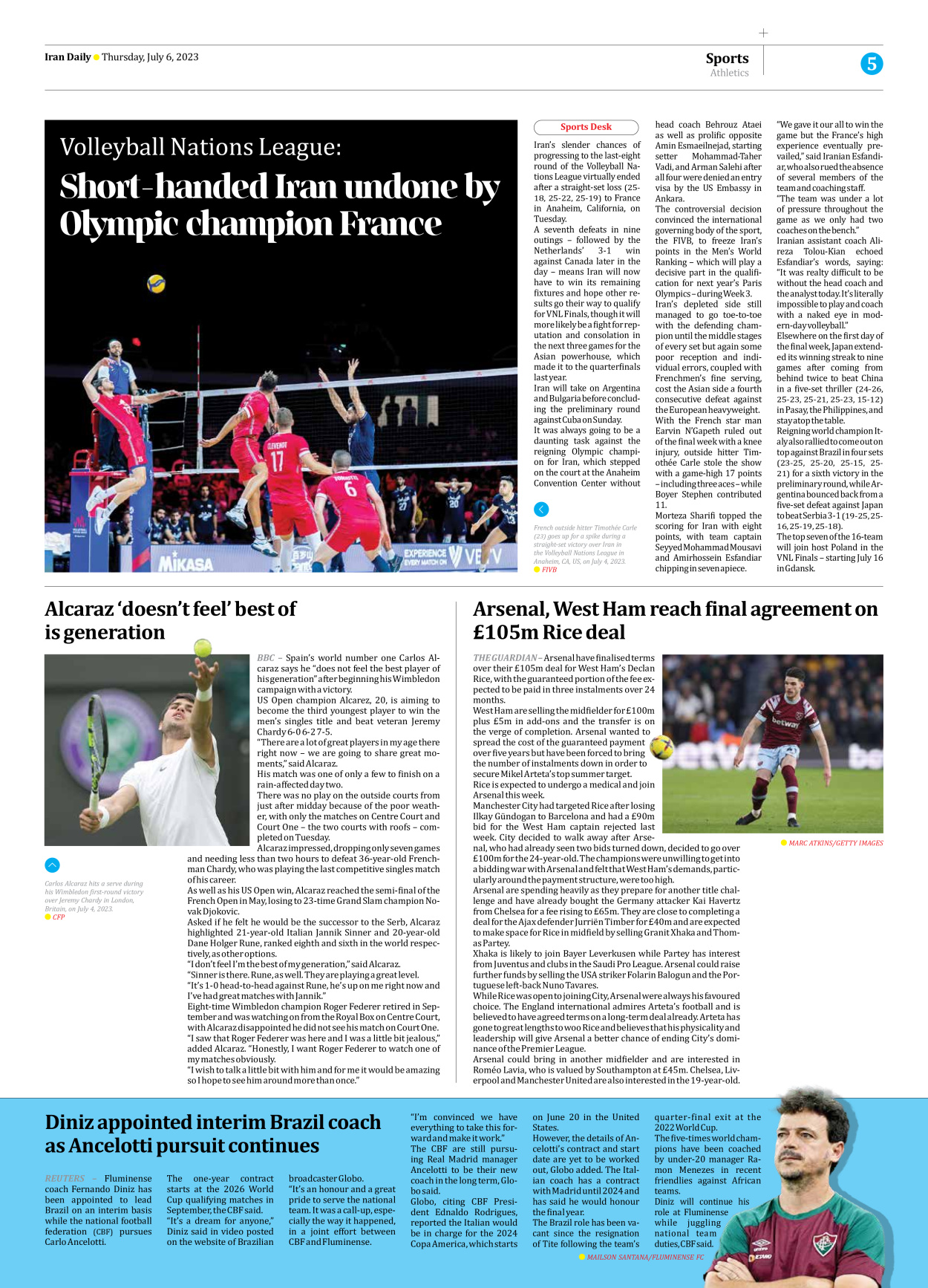 Iran Daily - Number Seven Thousand Three Hundred and Thirty Two - 06 July 2023 - Page 5