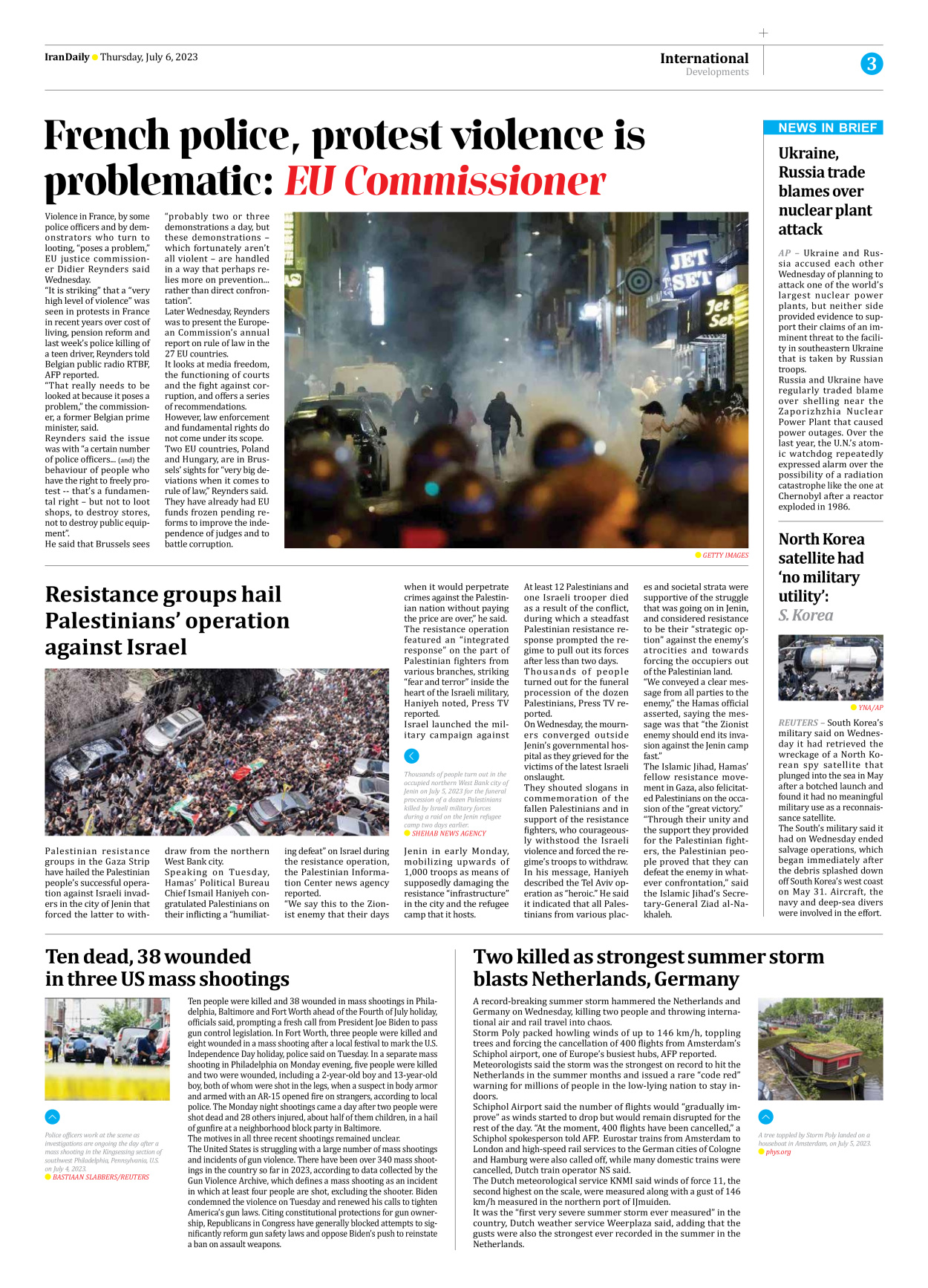 Iran Daily - Number Seven Thousand Three Hundred and Thirty Two - 06 July 2023 - Page 3