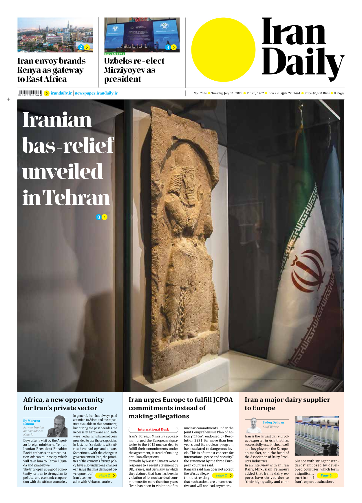 Iran Daily - Number Seven Thousand Three Hundred and Thirty Six - 11 July 2023