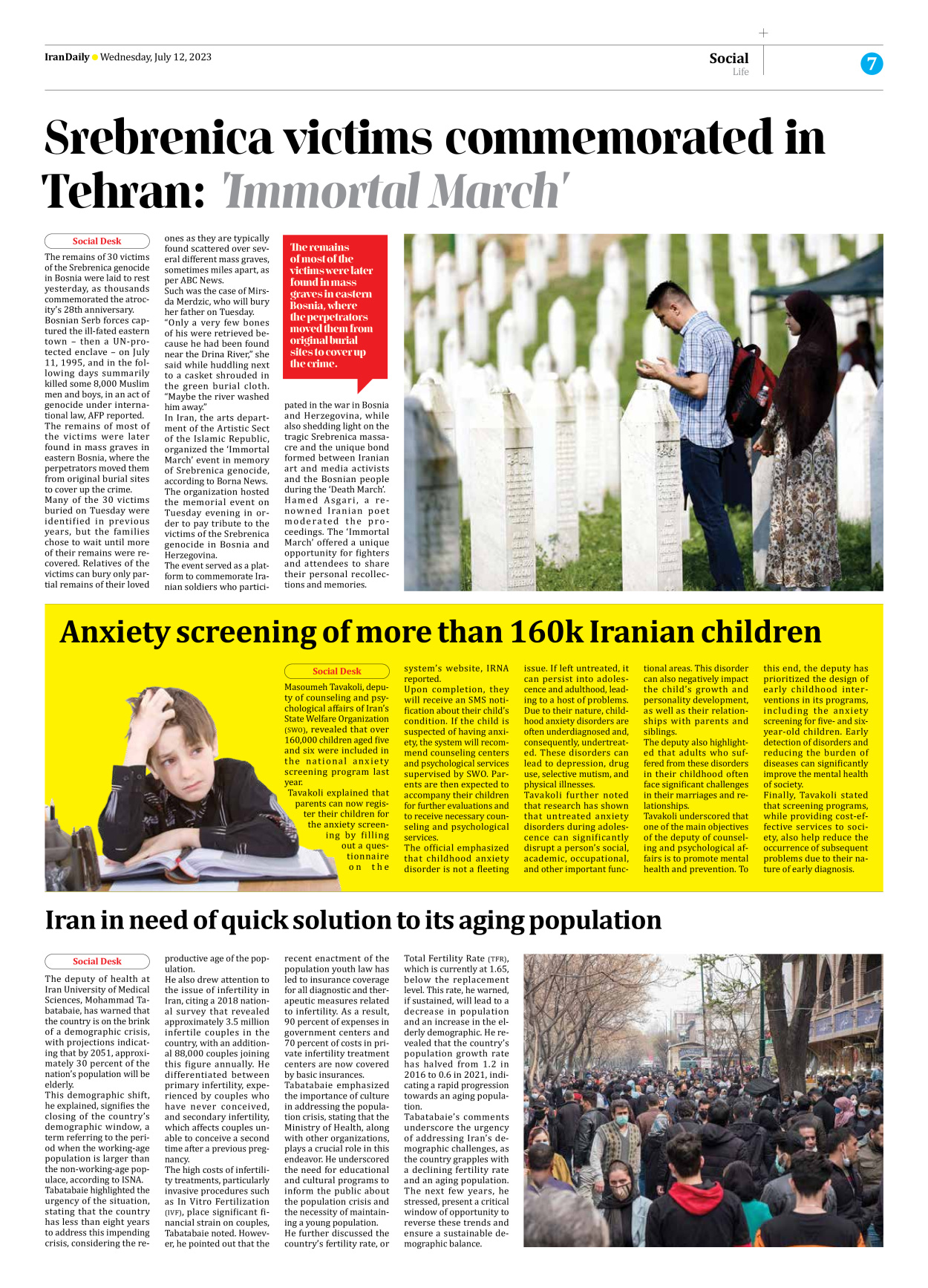 Iran Daily - Number Seven Thousand Three Hundred and Thirty Seven - 12 July 2023 - Page 7