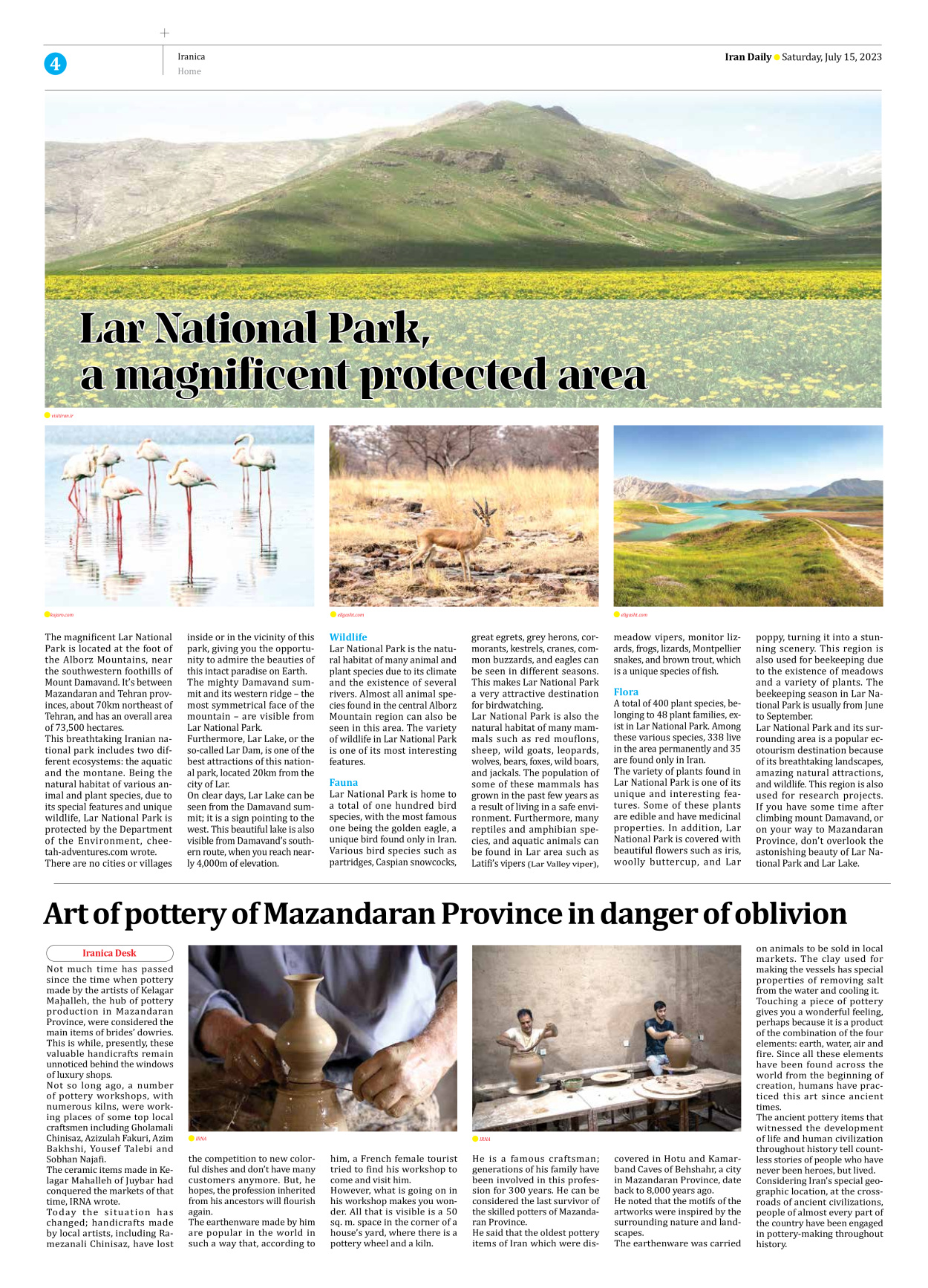 Iran Daily - Number Seven Thousand Three Hundred and Thirty Nine - 15 July 2023 - Page 4
