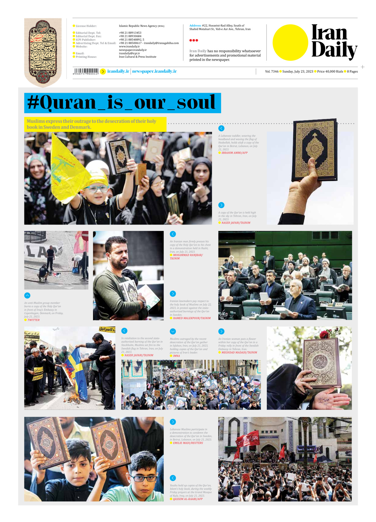 Iran Daily - Number Seven Thousand Three Hundred and Forty Six - 23 July 2023 - Page 8