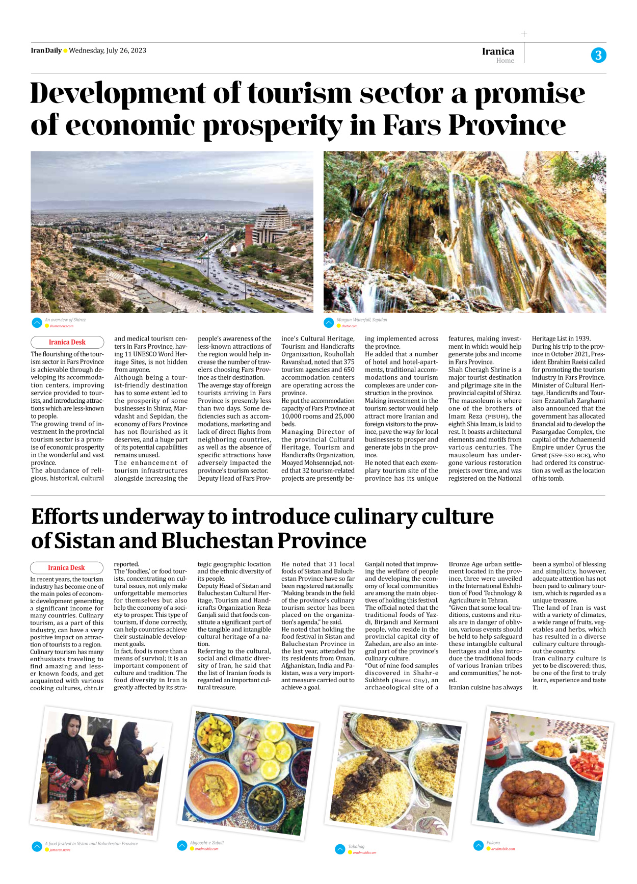 Iran Daily - Number Seven Thousand Three Hundred and Forty Nine - 26 July 2023 - Page 3