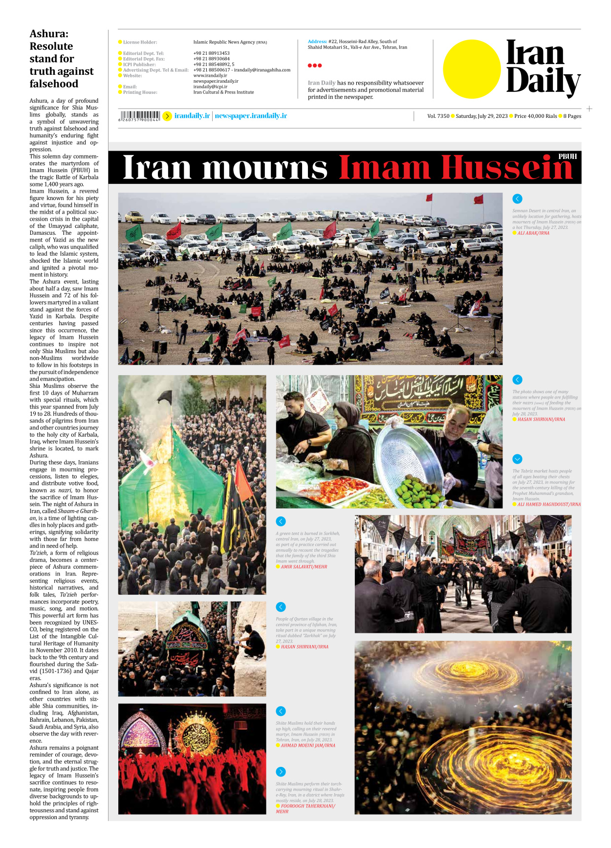 Iran Daily - Number Seven Thousand Three Hundred and Fifty - 29 July 2023 - Page 8