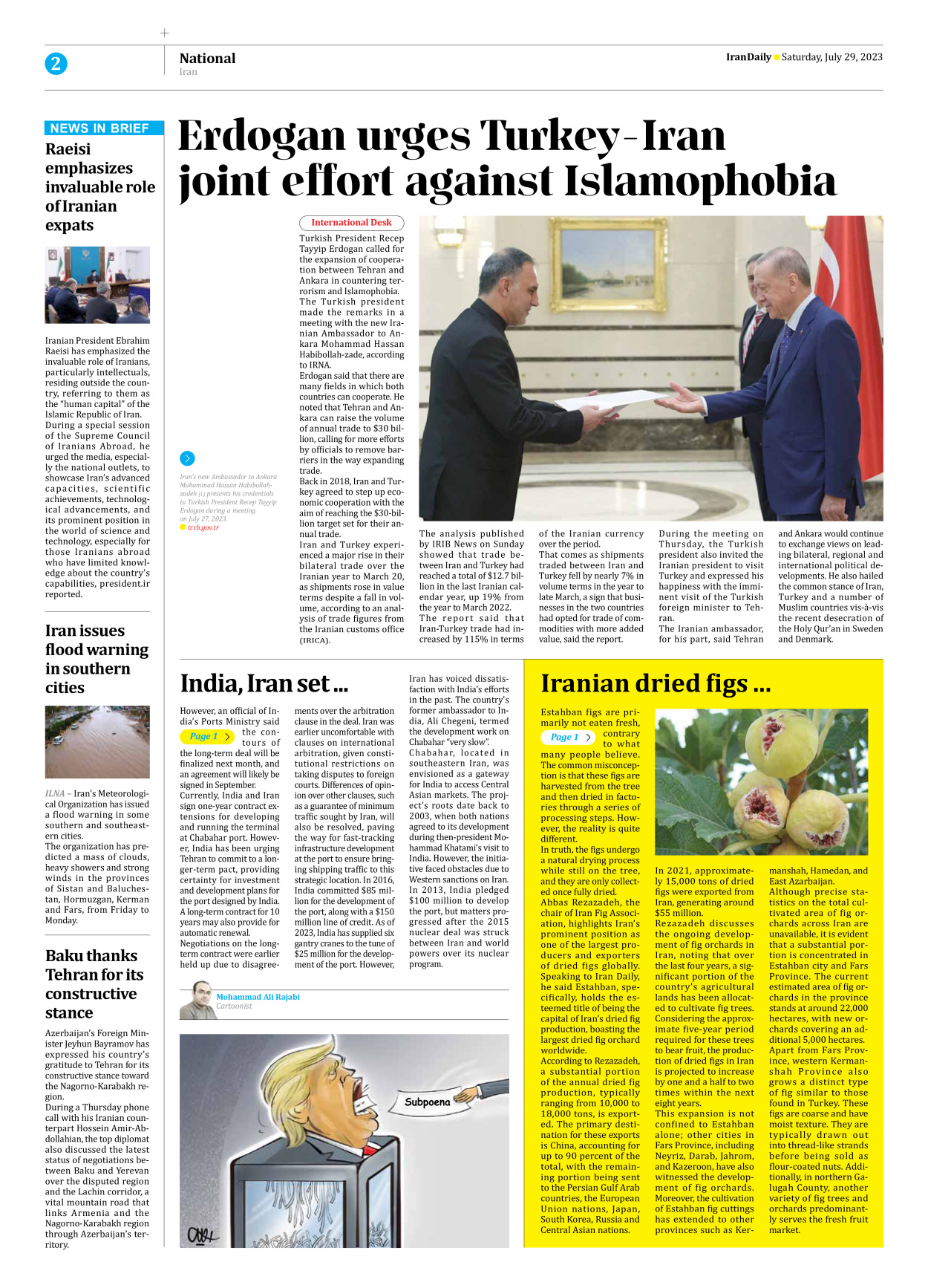 Iran Daily - Number Seven Thousand Three Hundred and Fifty - 29 July 2023 - Page 2
