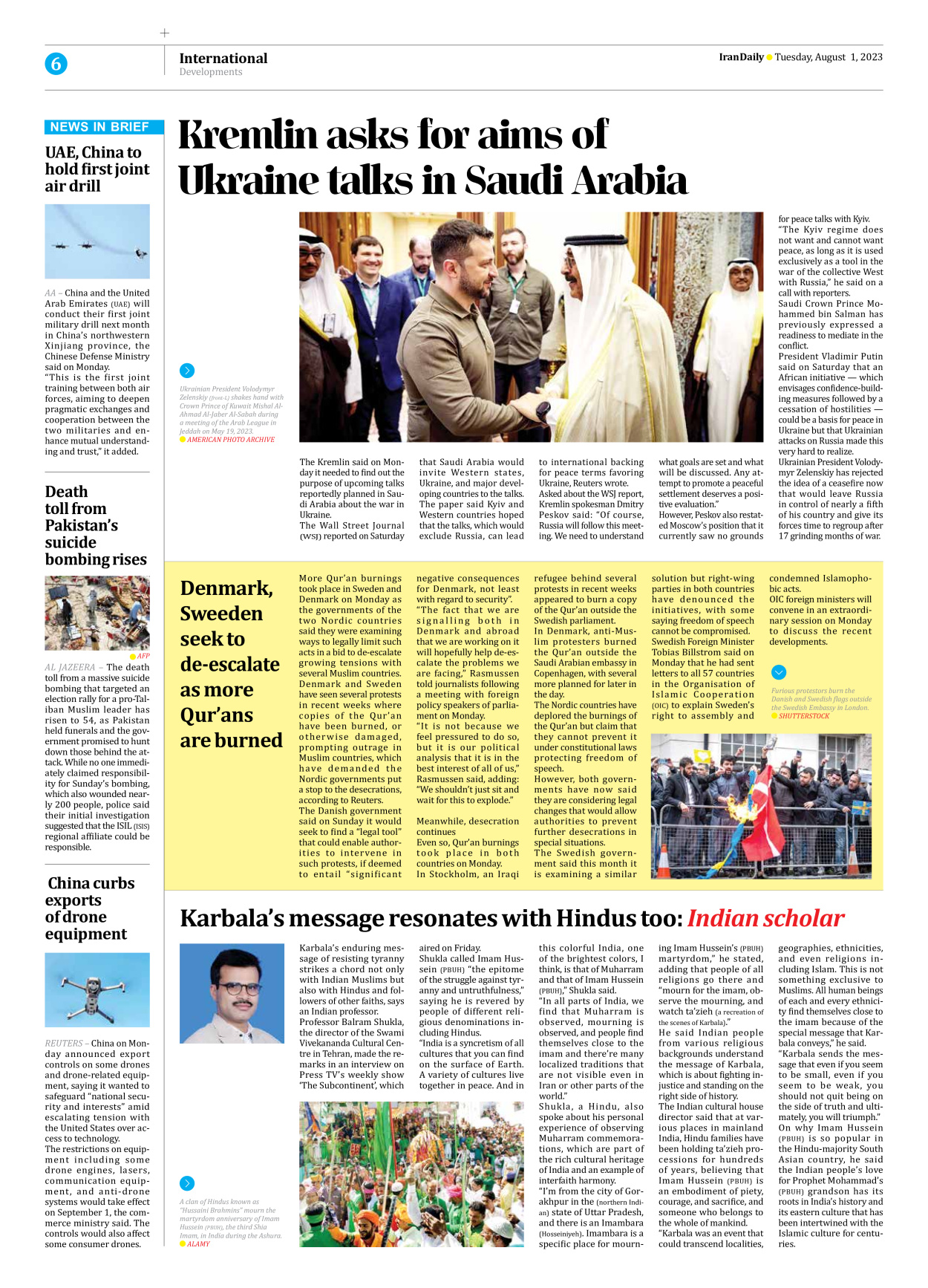 Iran Daily - Number Seven Thousand Three Hundred and Fifty Three - 01 August 2023 - Page 6