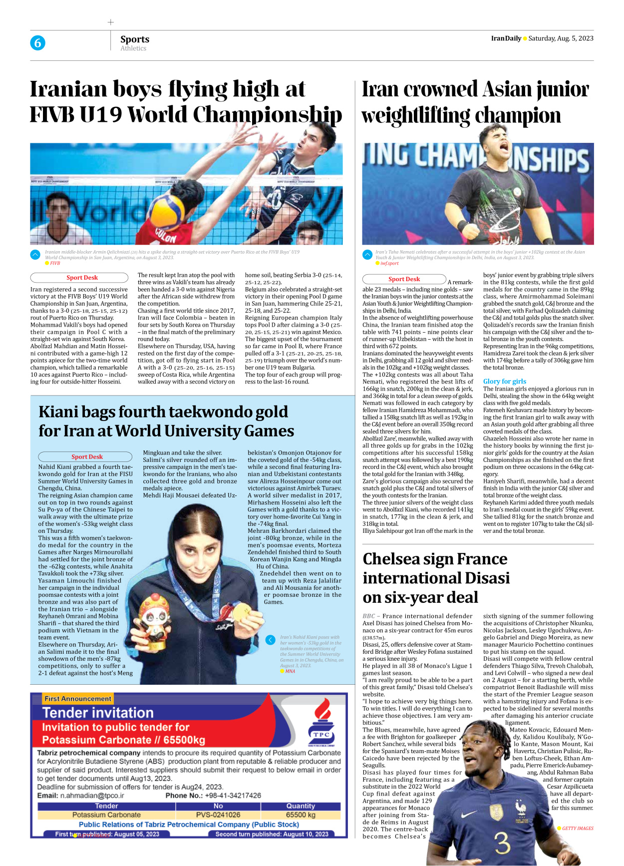 Iran Daily - Number Seven Thousand Three Hundred and Fifty Four - 05 August 2023 - Page 6