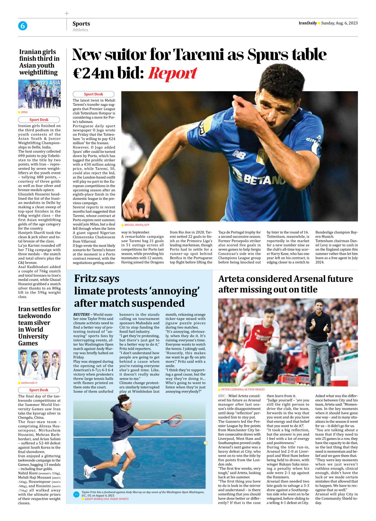 Iran Daily - Number Seven Thousand Three Hundred and Fifty Five - 06 August 2023 - Page 6