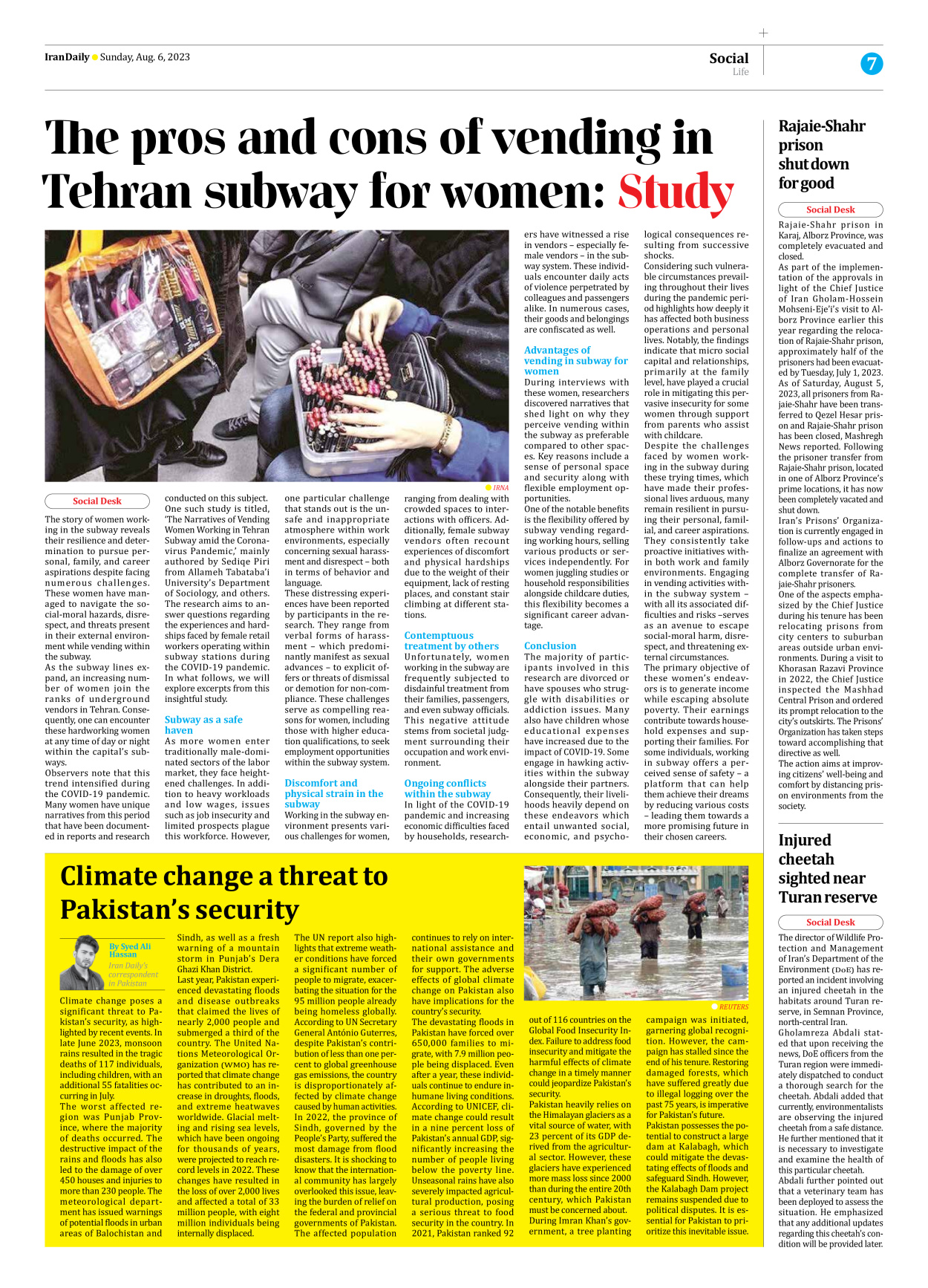 Iran Daily - Number Seven Thousand Three Hundred and Fifty Five - 06 August 2023 - Page 7