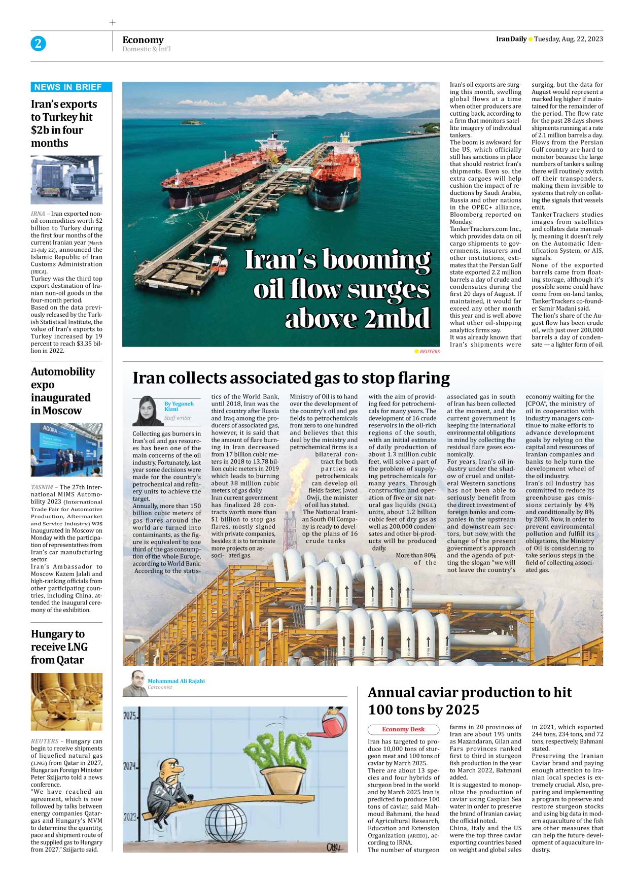 Iran Daily - Number Seven Thousand Three Hundred and Sixty Nine - 22 August 2023 - Page 2