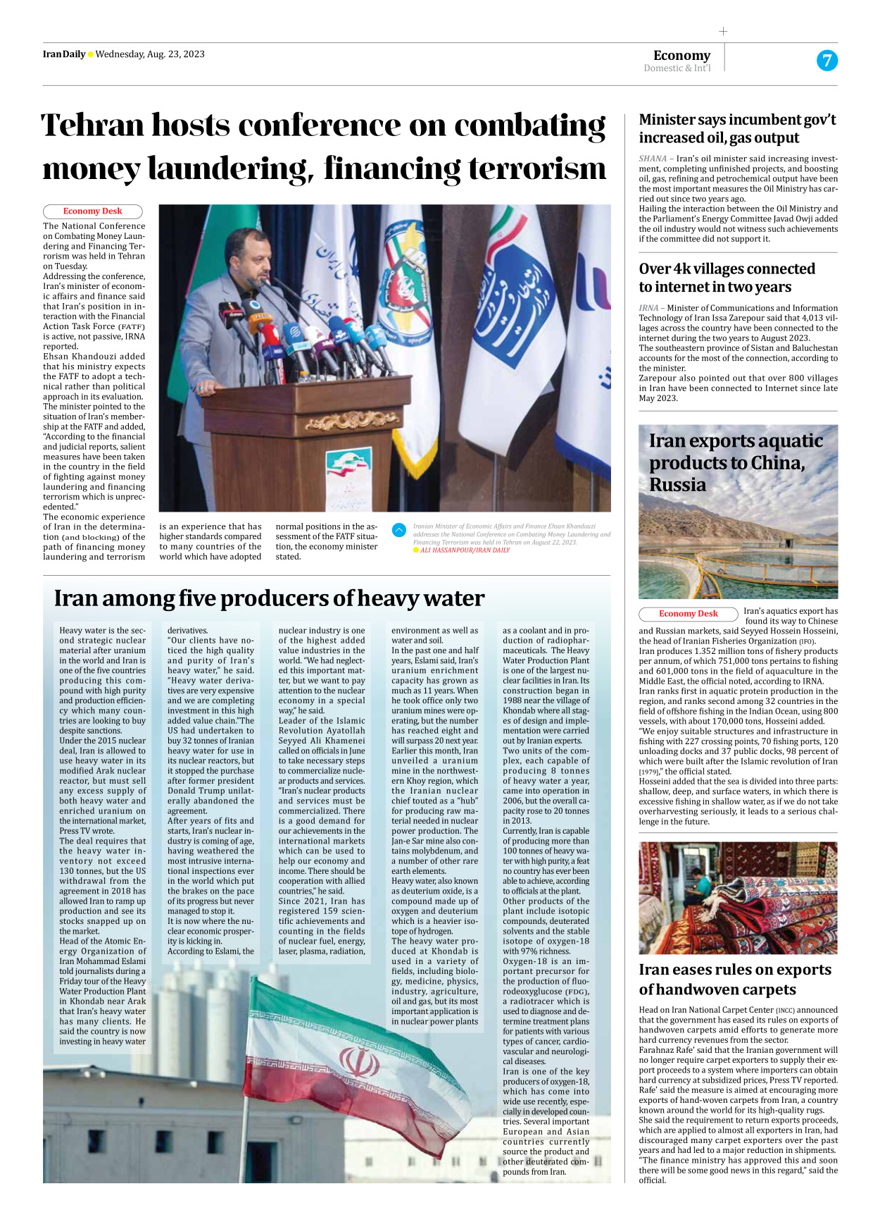 Iran Daily - Number Seven Thousand Three Hundred and Seventy - 23 August 2023 - Page 7