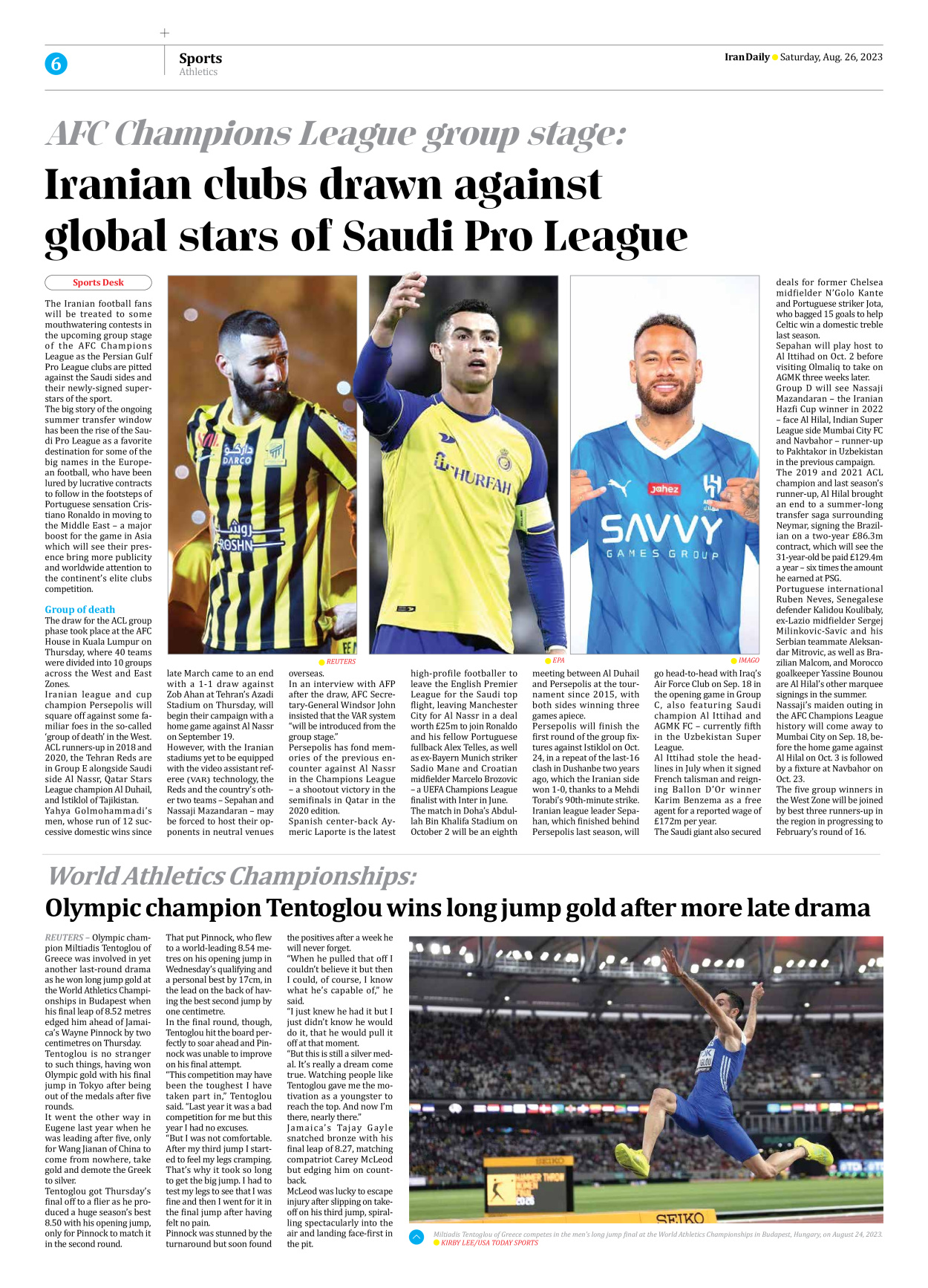 Iran Daily - Number Seven Thousand Three Hundred and Seventy Two - 26 August 2023 - Page 6