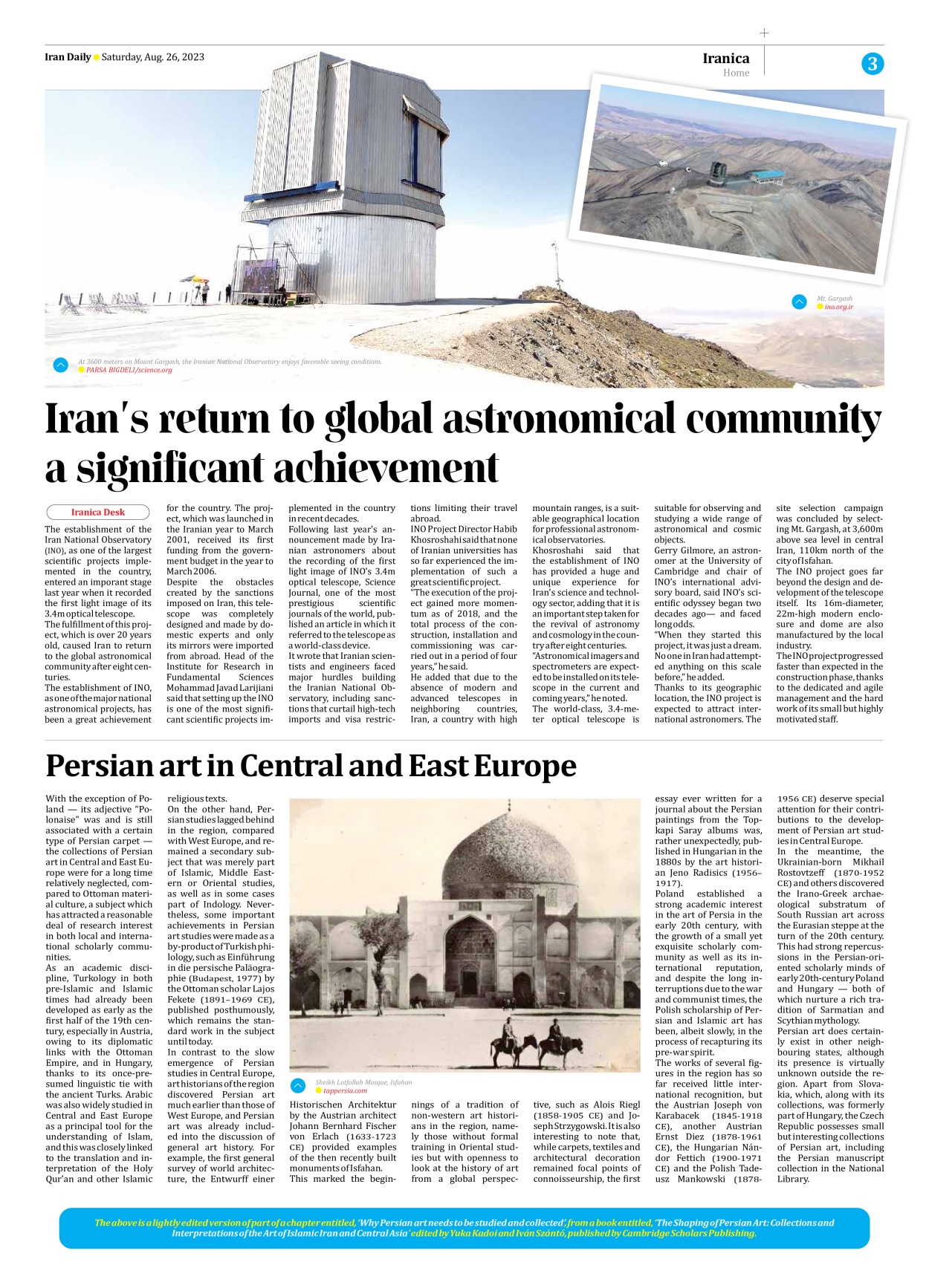 Iran Daily - Number Seven Thousand Three Hundred and Seventy Two - 26 August 2023 - Page 3