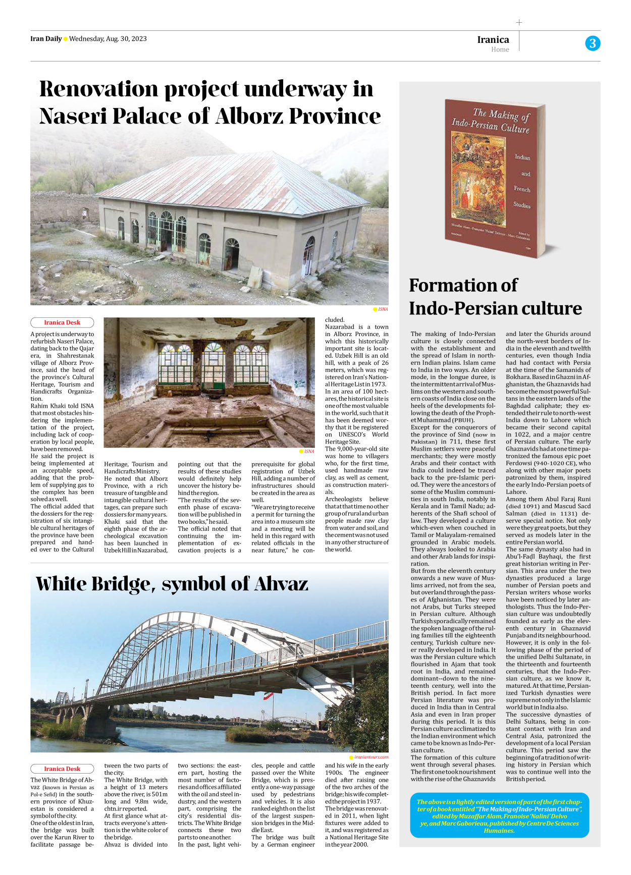 Iran Daily - Number Seven Thousand Three Hundred and Seventy Six - 30 August 2023 - Page 3