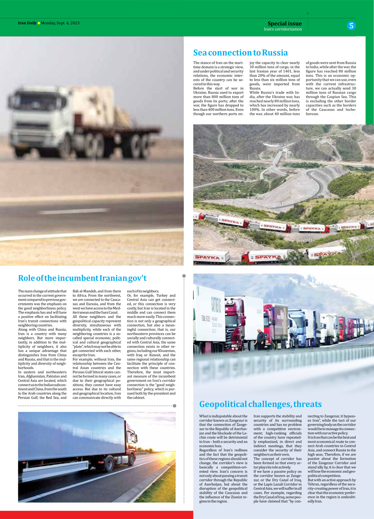 Iran Daily - Number Seven Thousand Three Hundred and Eighty - 04 September 2023 - Page 5