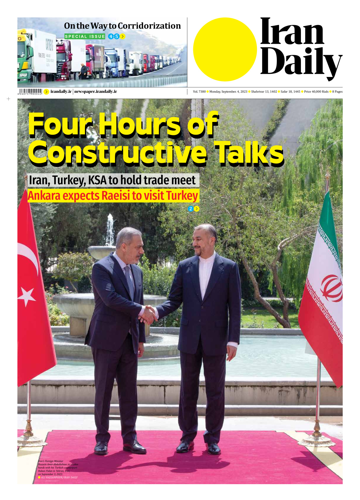 Iran Daily - Number Seven Thousand Three Hundred and Eighty - 04 September 2023