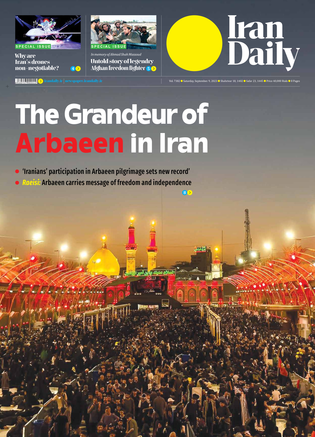 Iran Daily - Number Seven Thousand Three Hundred and Eighty Two - 09 September 2023
