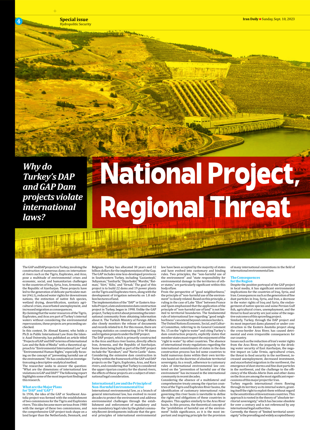 Iran Daily - Number Seven Thousand Three Hundred and Eighty Three - 10 September 2023 - Page 4
