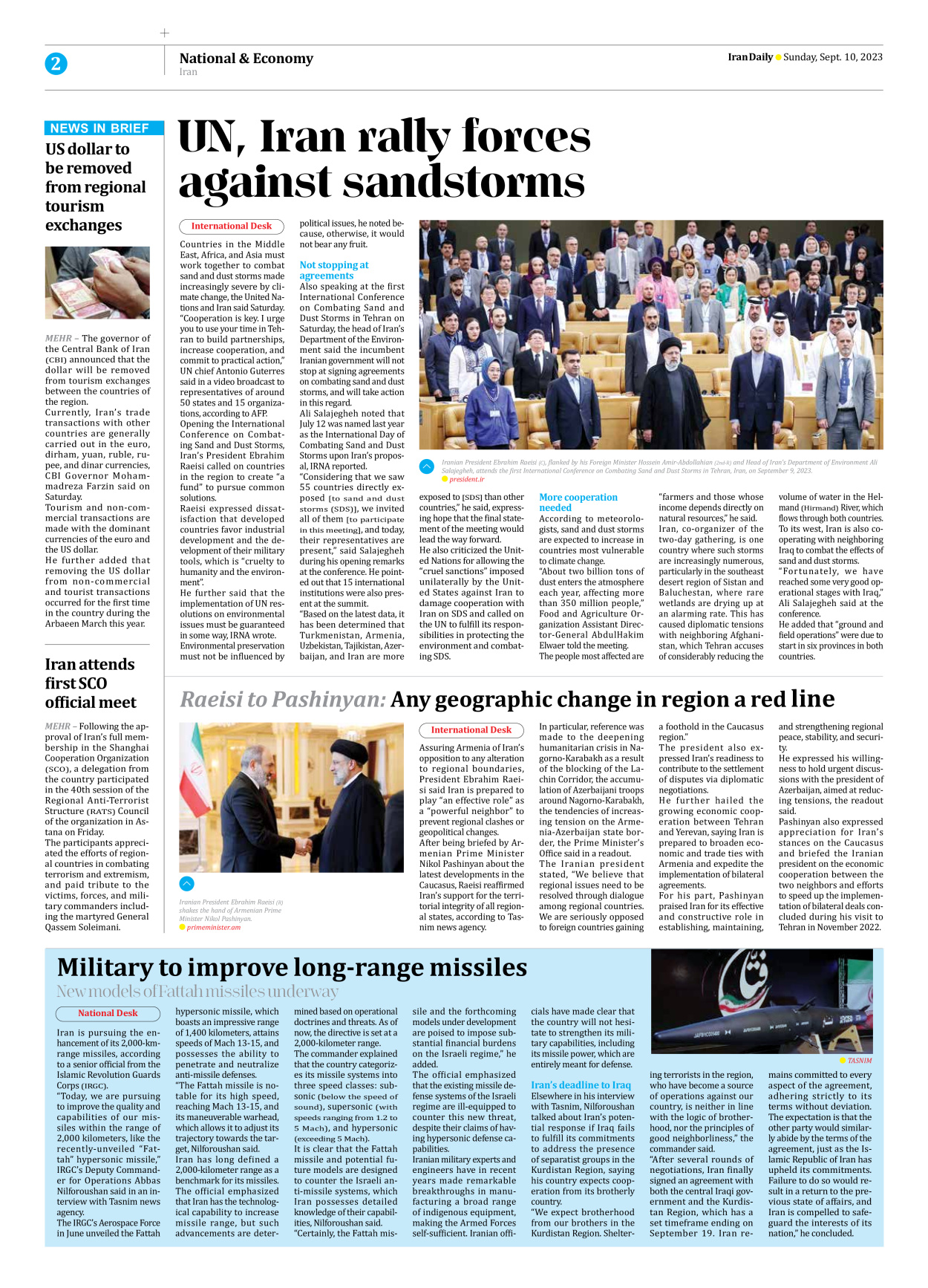 Iran Daily - Number Seven Thousand Three Hundred and Eighty Three - 10 September 2023 - Page 2