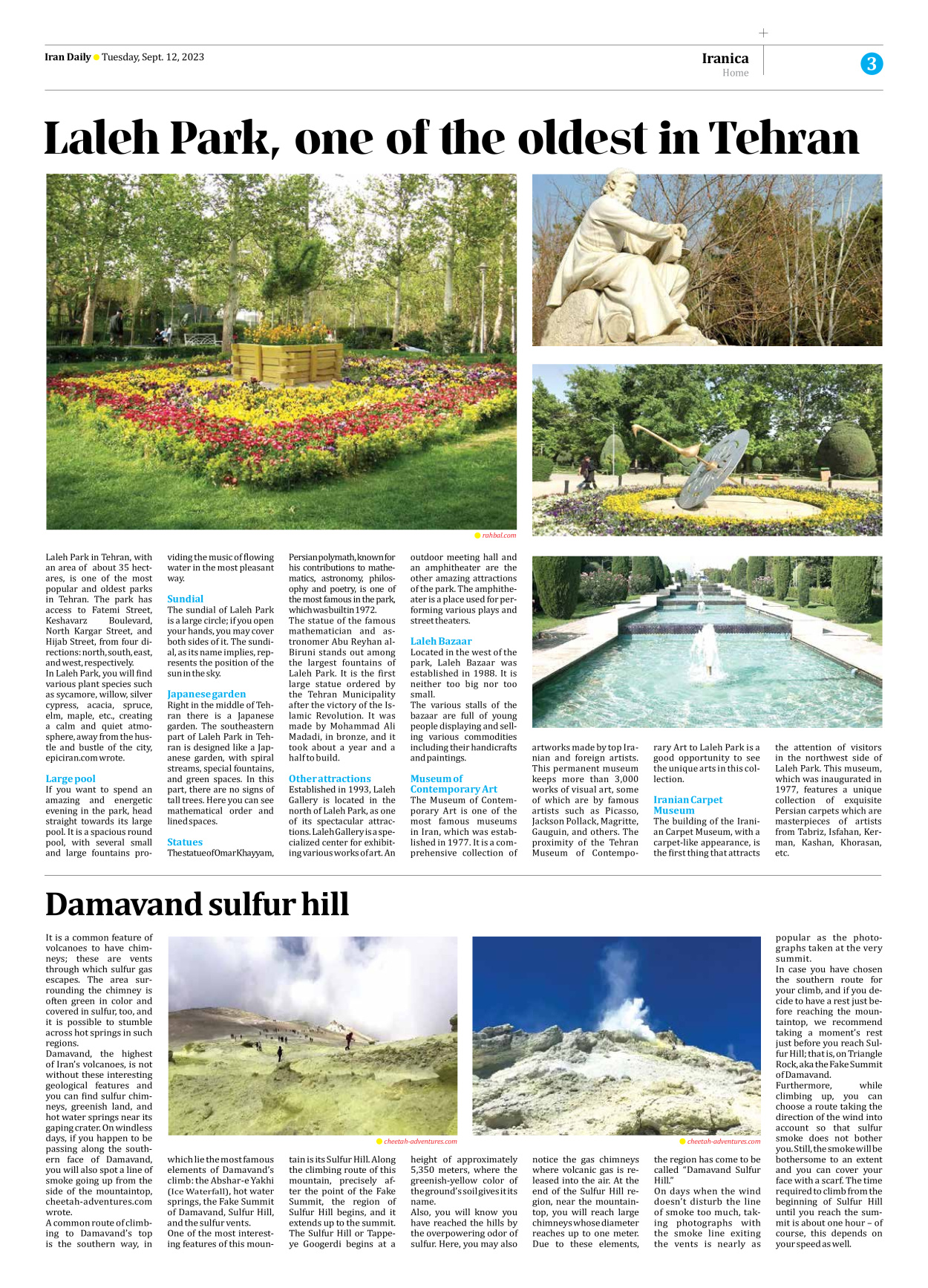 Iran Daily - Number Seven Thousand Three Hundred and Eighty Five - 12 September 2023 - Page 3