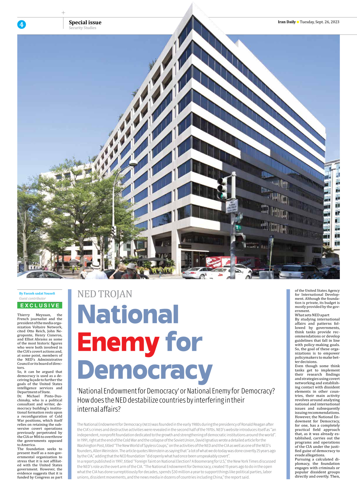 Iran Daily - Number Seven Thousand Three Hundred and Ninety Three - 26 September 2023 - Page 4
