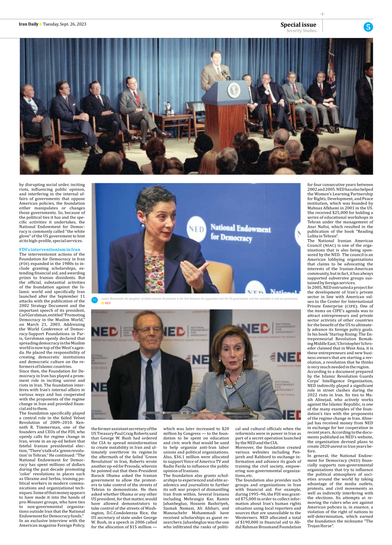 Iran Daily - Number Seven Thousand Three Hundred and Ninety Three - 26 September 2023 - Page 5
