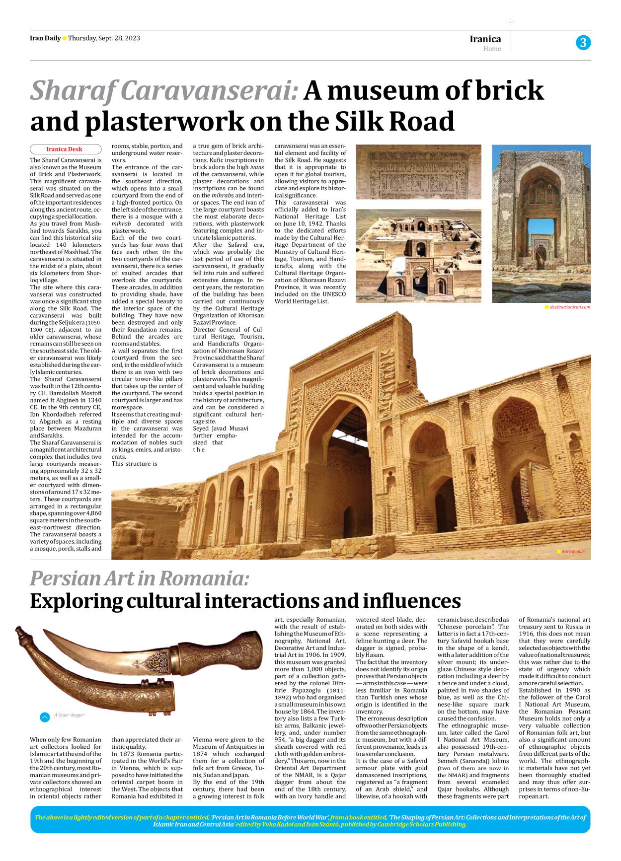 Iran Daily - Number Seven Thousand Three Hundred and Ninety Five - 28 September 2023 - Page 3