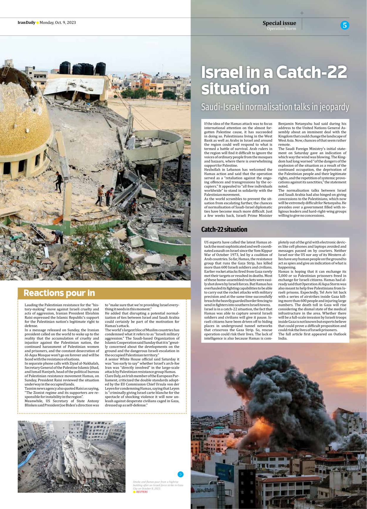 Iran Daily - Number Seven Thousand Four Hundred and Three - 09 October 2023 - Page 5