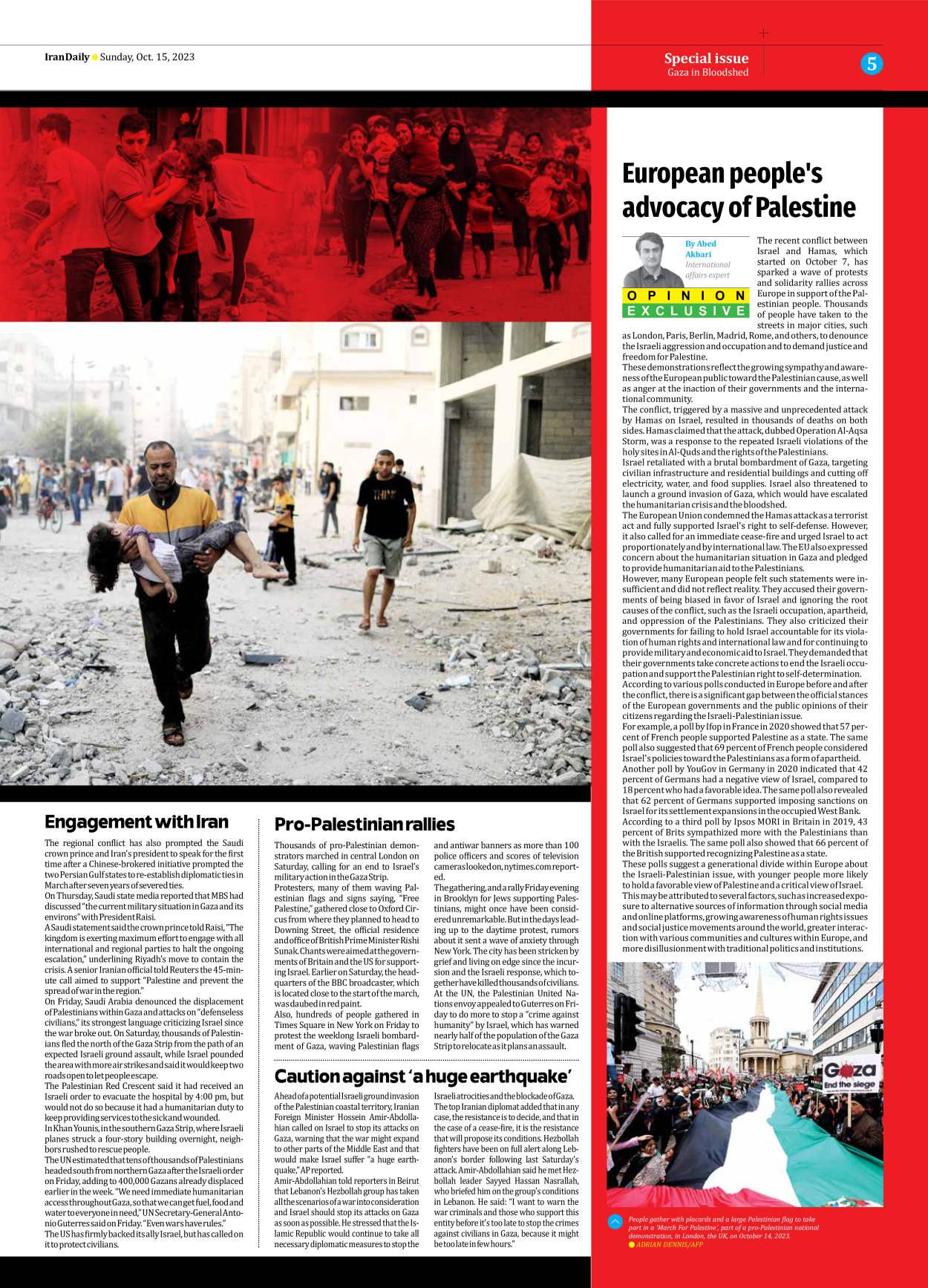 Iran Daily - Number Seven Thousand Four Hundred and Eight - 15 October 2023 - Page 5