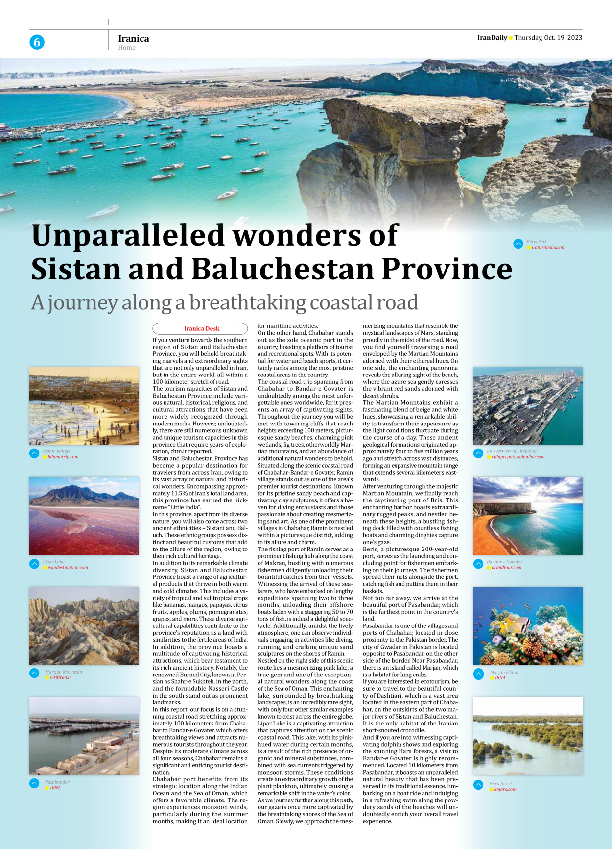 Iran Daily - Number Seven Thousand Four Hundred and Twelve - 19 October 2023 - Page 6