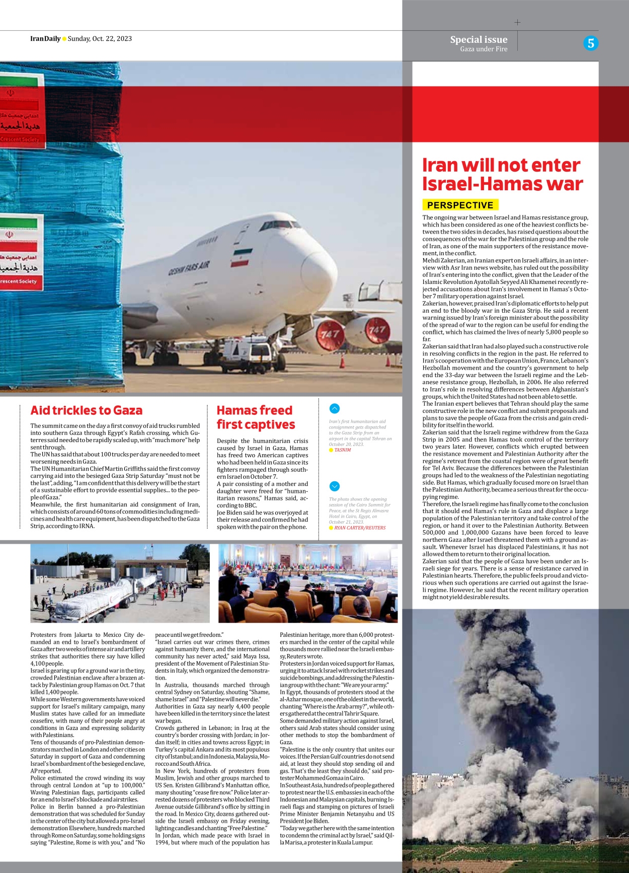 Iran Daily - Number Seven Thousand Four Hundred and Fourteen - 22 October 2023 - Page 5