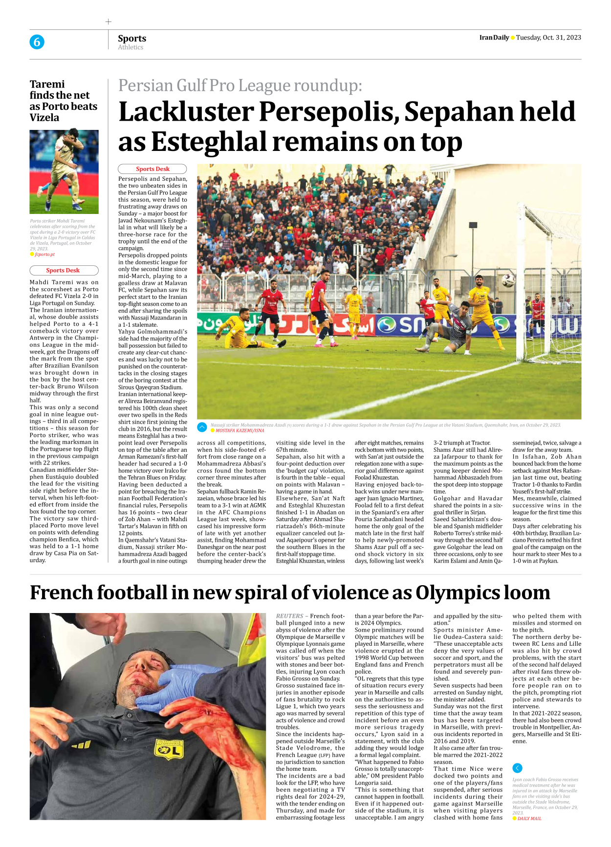 Iran Daily - Number Seven Thousand Four Hundred and Twenty Two - 31 October 2023 - Page 6