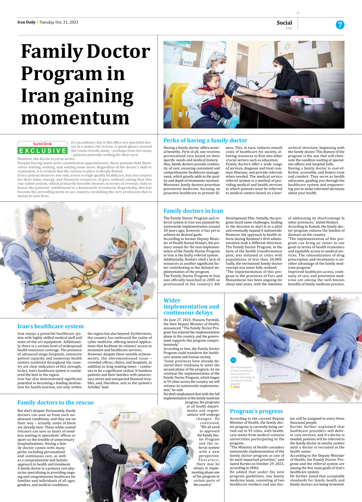Iran Daily - Number Seven Thousand Four Hundred and Twenty Two - 31 October 2023 - Page 7