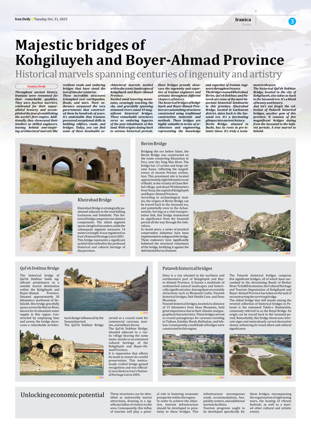 Iran Daily - Number Seven Thousand Four Hundred and Twenty Two - 31 October 2023 - Page 3