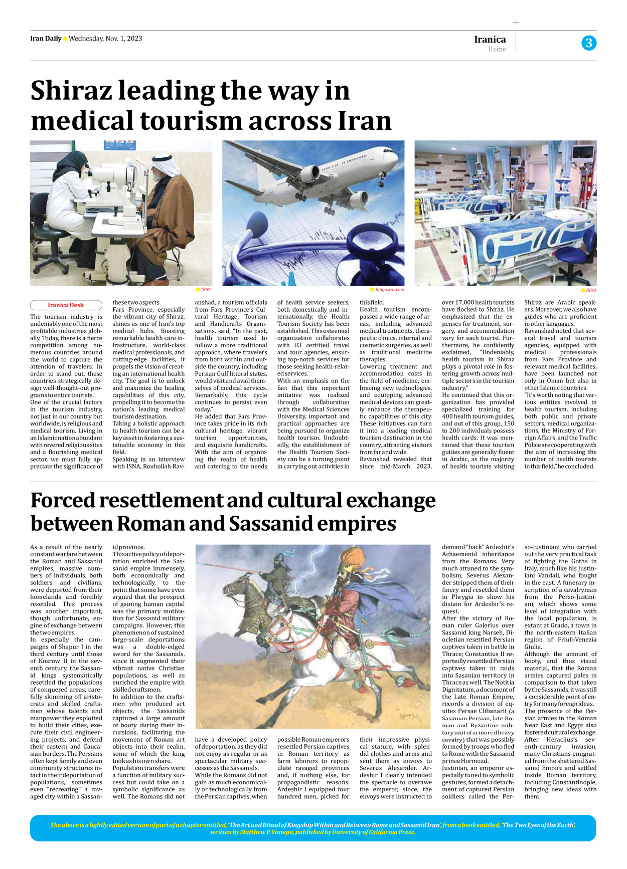 Iran Daily - Number Seven Thousand Four Hundred and Twenty Three - 01 November 2023 - Page 3
