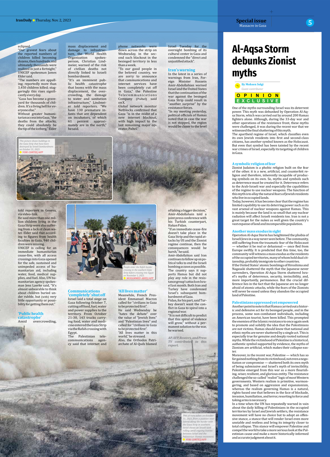 Iran Daily - Number Seven Thousand Four Hundred and Twenty Four - 02 November 2023 - Page 5