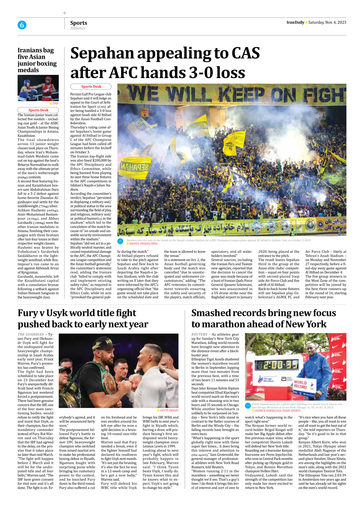 Iran Daily - Number Seven Thousand Four Hundred and Twenty Five - 04 November 2023 - Page 6