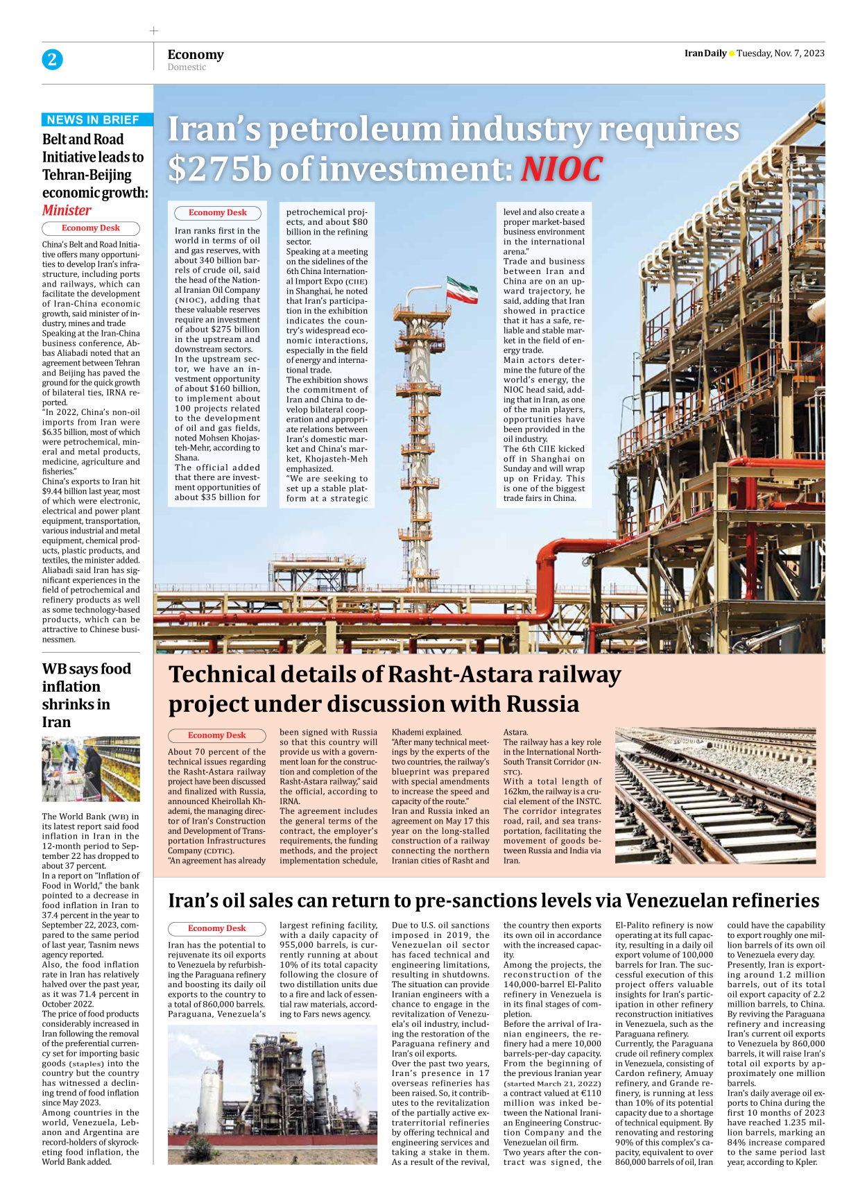 Iran Daily - Number Seven Thousand Four Hundred and Twenty Eight - 07 November 2023 - Page 2