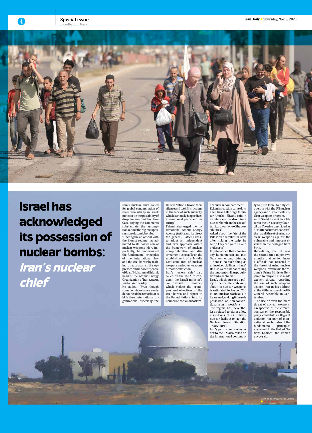 Iran Daily - Number Seven Thousand Four Hundred and Thirty - 09 November 2023 - Page 4