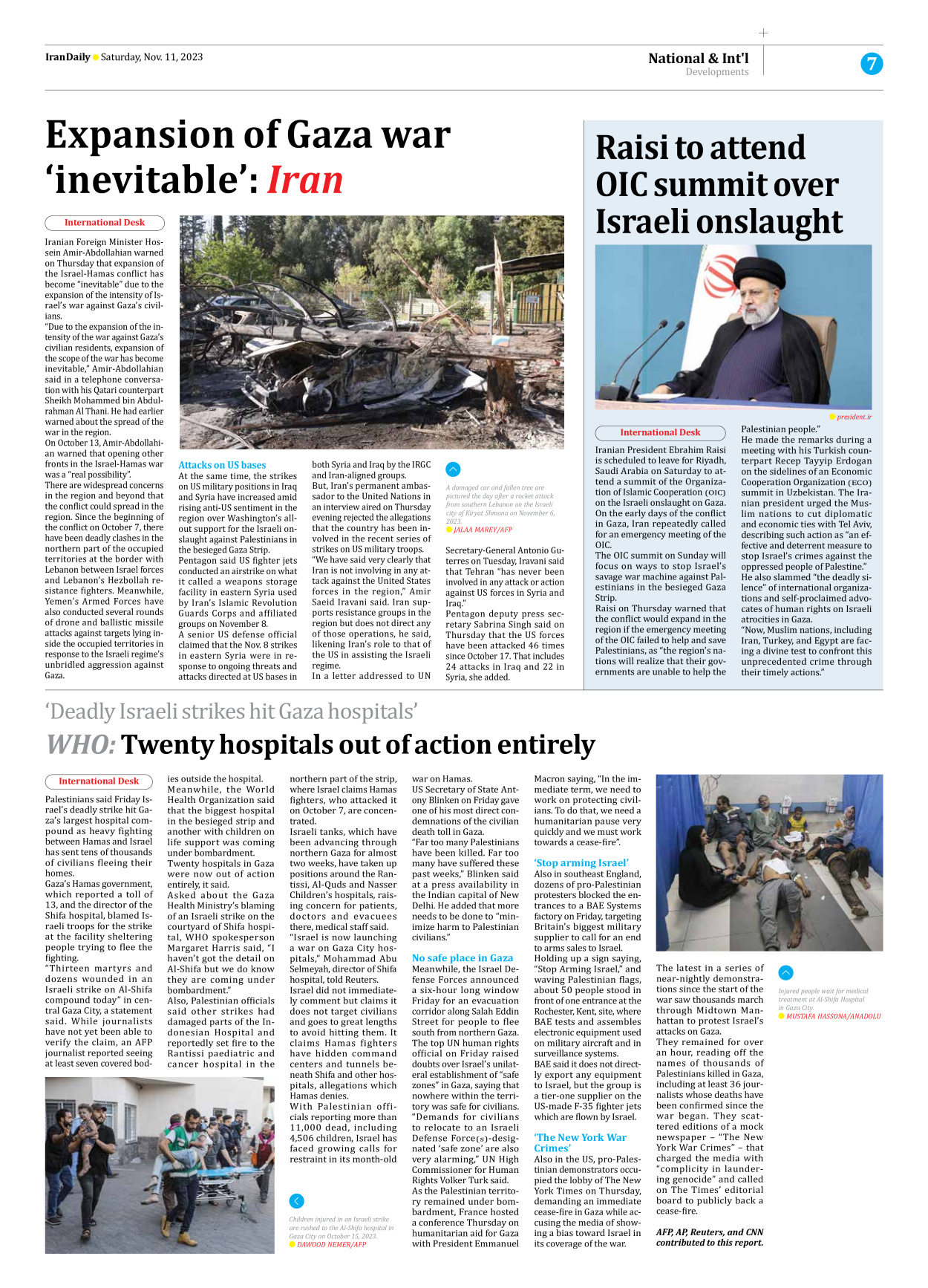 Iran Daily - Number Seven Thousand Four Hundred and Thirty One - 11 November 2023 - Page 7